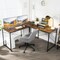 2-Person L-Shaped Long Reversible Computer Desk with Monitor Stand and Steel Frame